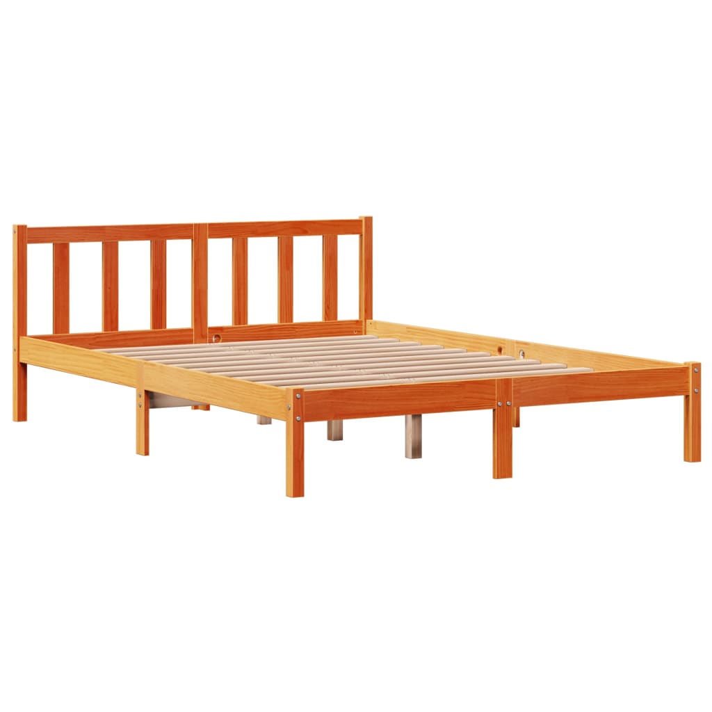 Bed Frame with Headboard without Mattress Wax Brown 135x190 cm Double